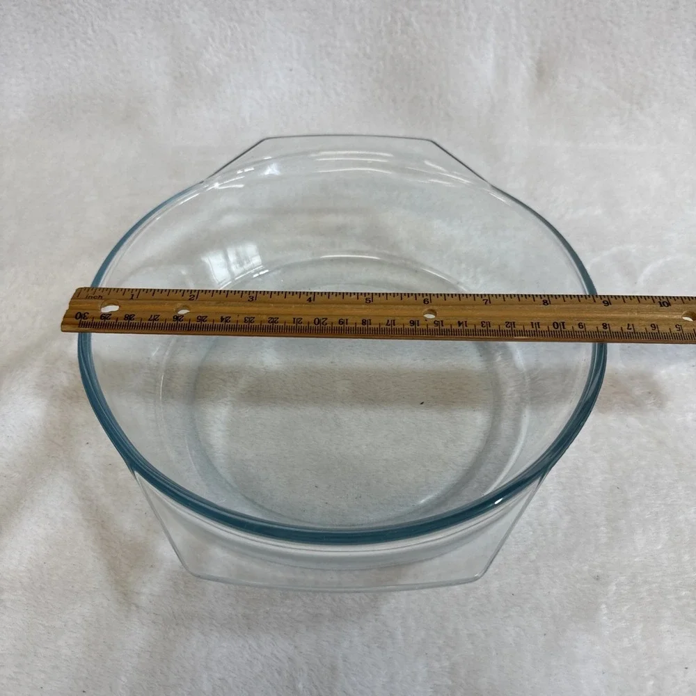 Vintage Marinex Glass Round Casserole Baking Dish Made in Brazil Clear P28‎
